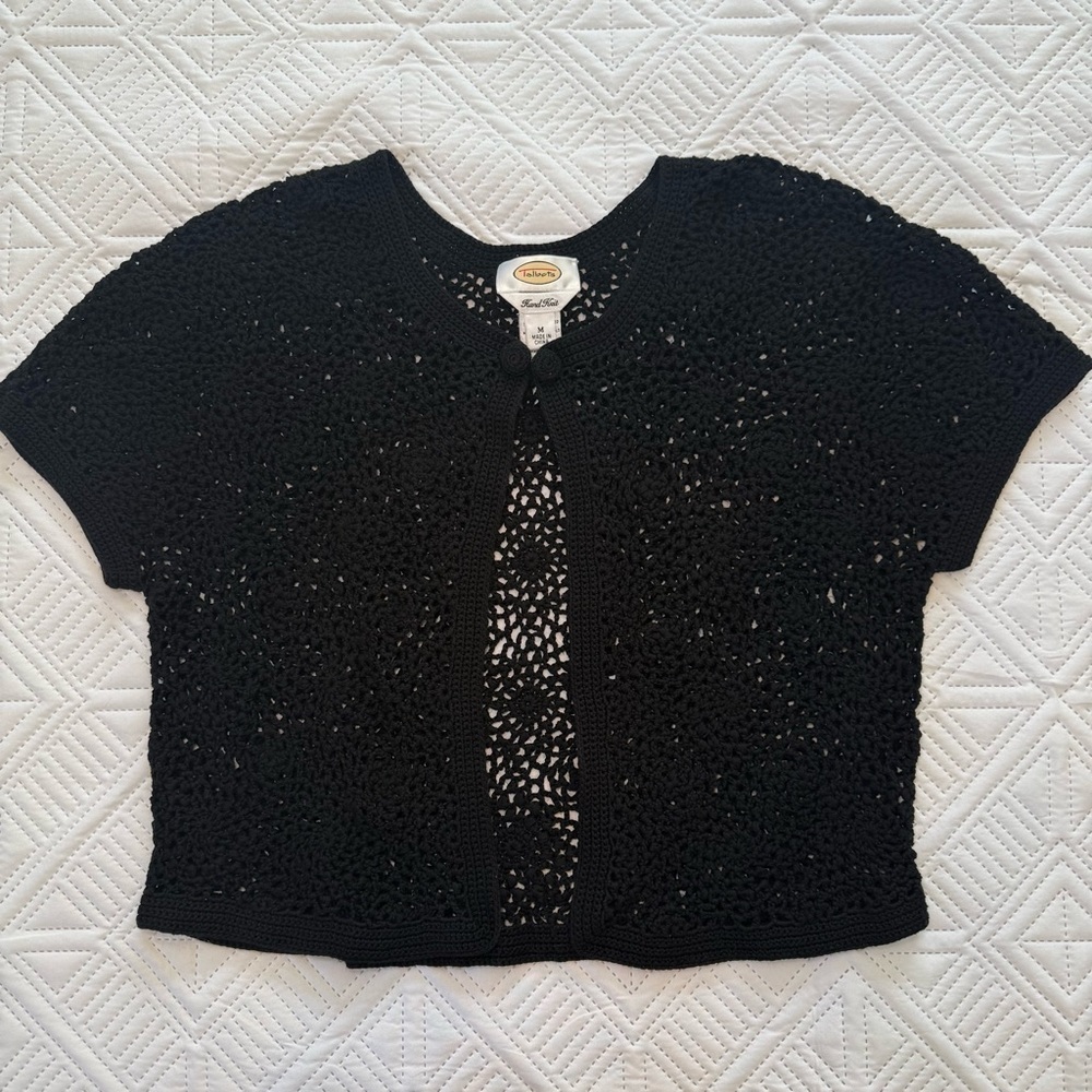 Talbots Hand Knit Cardigan Size M Black